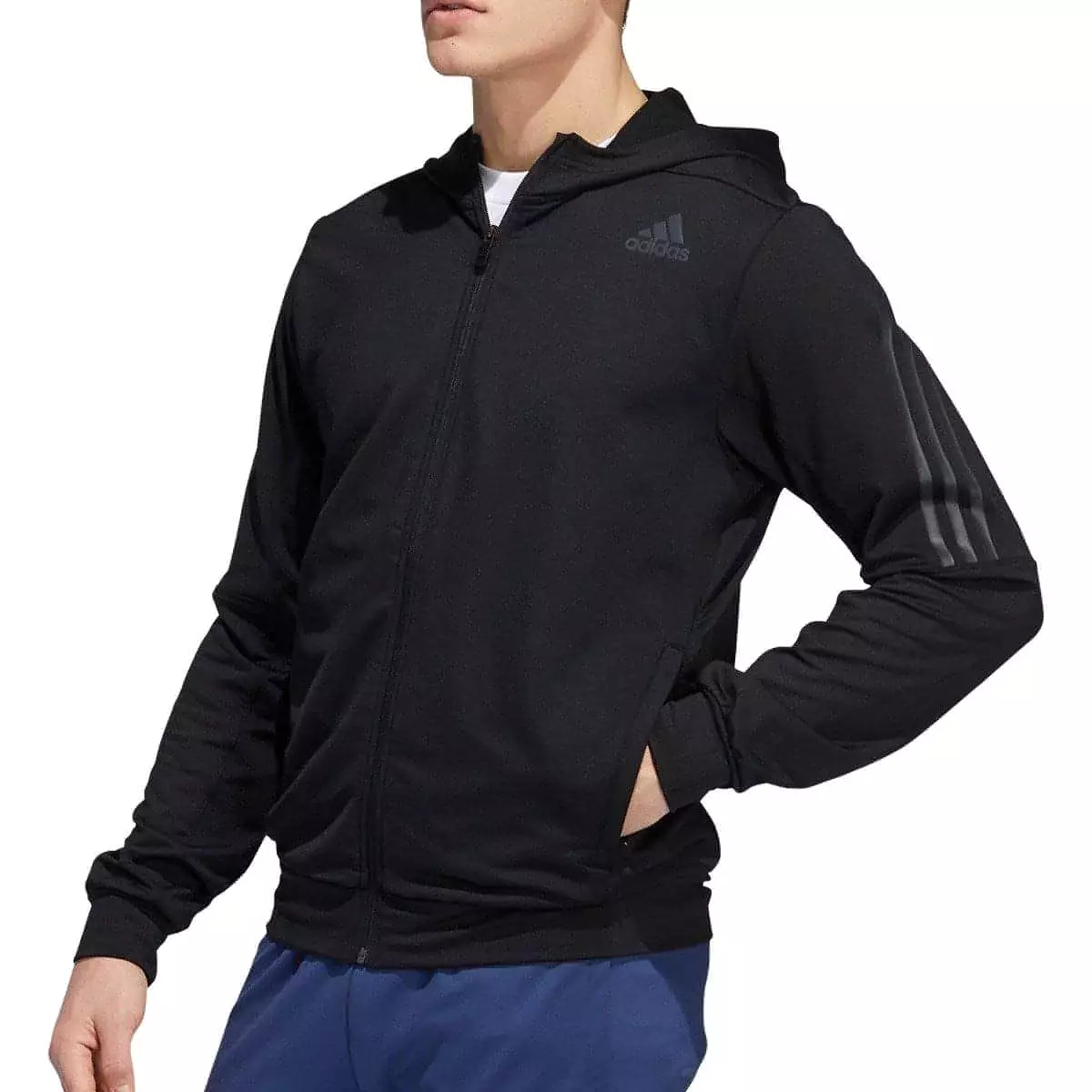 adidas AeroReady 3 Stripes Cold Weather Mens Training Hoody - Black