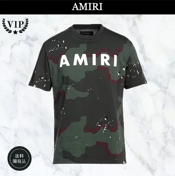 AMIRI  |Crew Neck Unisex Street Style Cotton Short Sleeves Logo