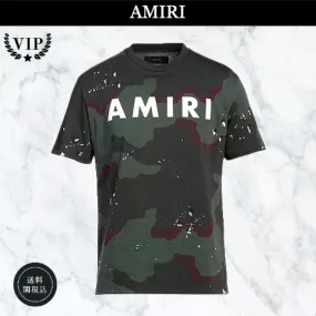 AMIRI  |Crew Neck Unisex Street Style Cotton Short Sleeves Logo