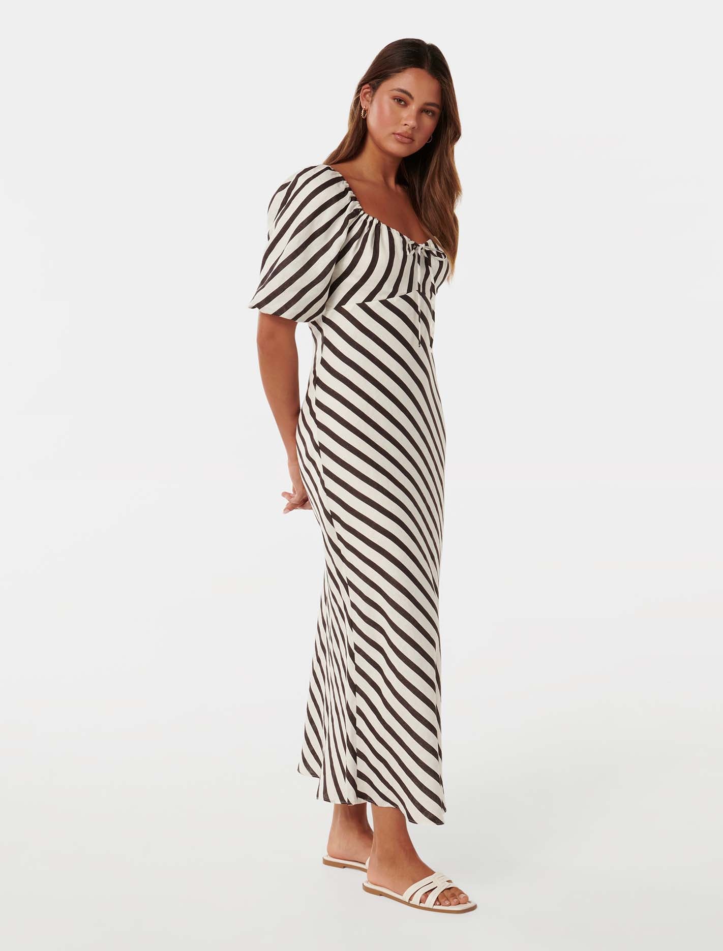 Angela Puff Sleeve Midi Dress