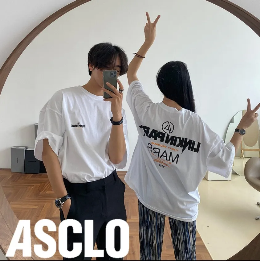 ASCLO  |Crew Neck Unisex Street Style Cotton Short Sleeves Oversized