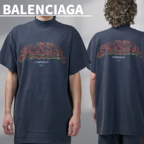 BALENCIAGA  |Street Style Logo Military Luxury T-Shirts