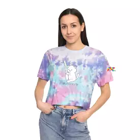 Butterknife Cat Tie-Dye Crop T-Shirt