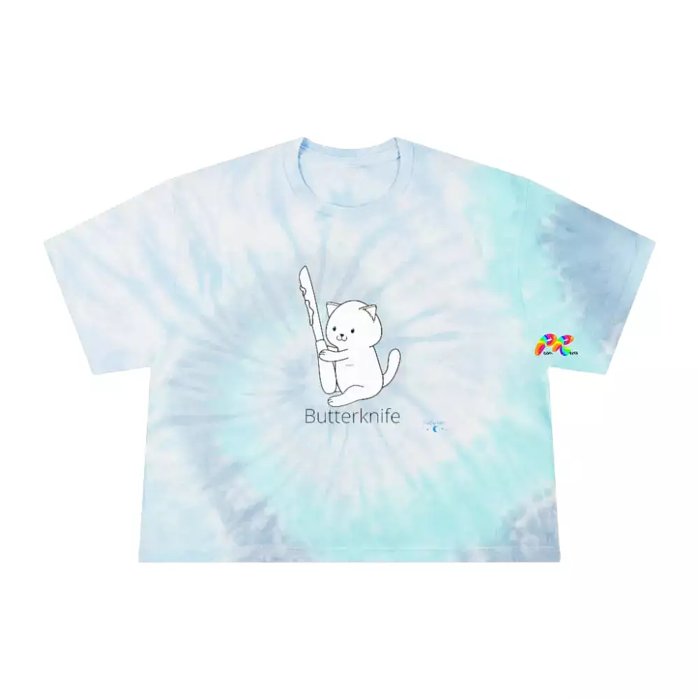 Butterknife Cat Tie-Dye Crop T-Shirt