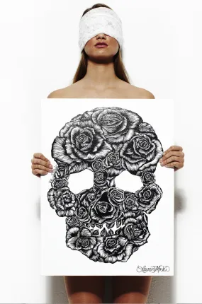 Canvas Skull Rose Art