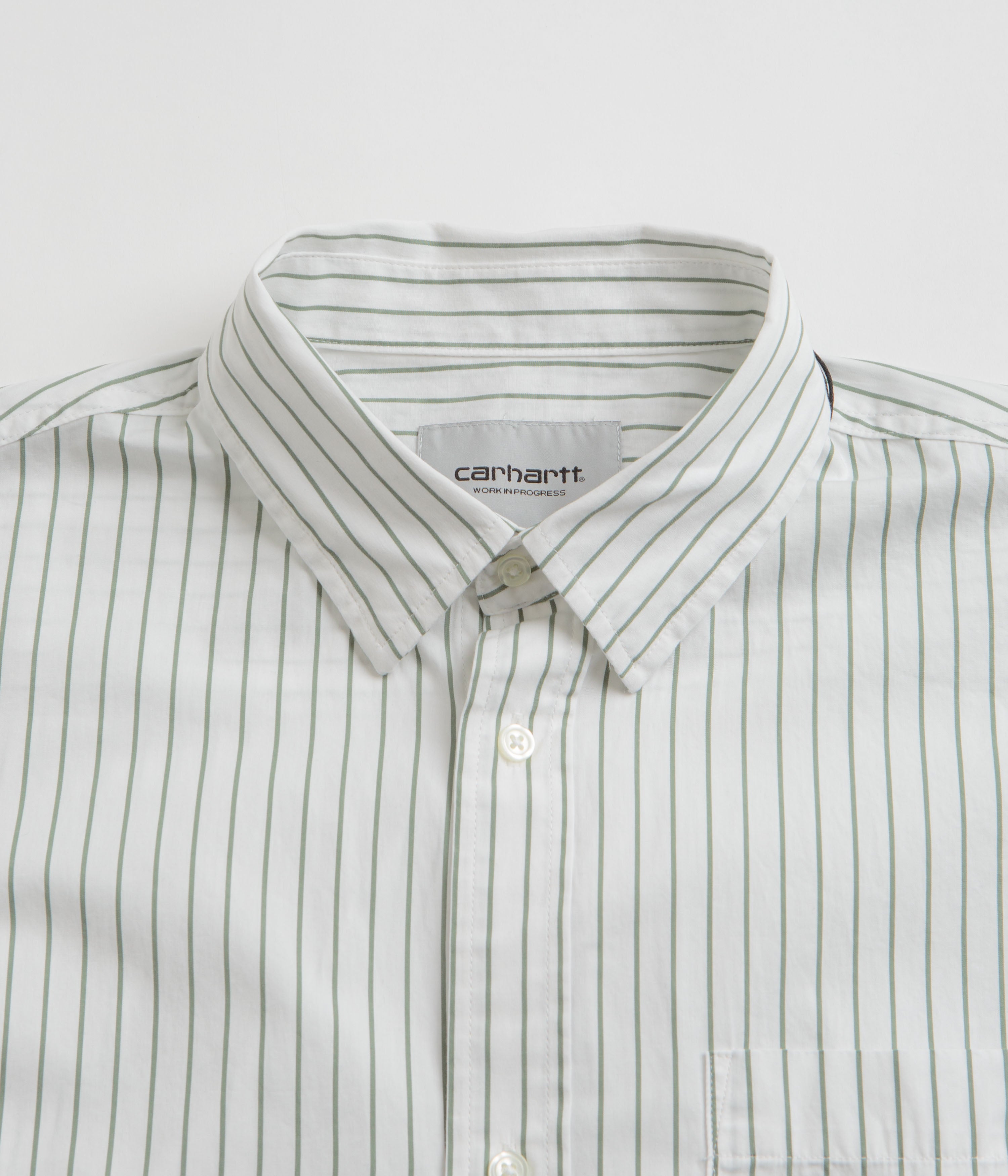 Carhartt Linus Stripe Poplin Shirt - Park / White