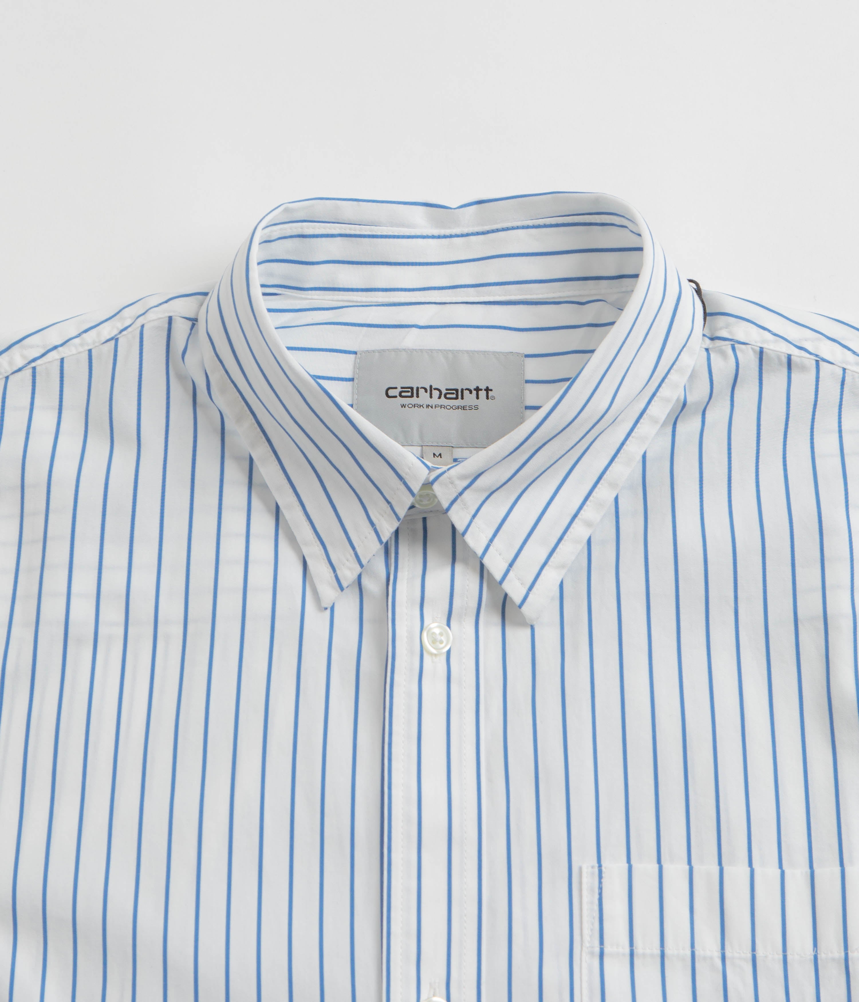 Carhartt Linus Stripe Poplin Short Sleeve Shirt - Bleach / White