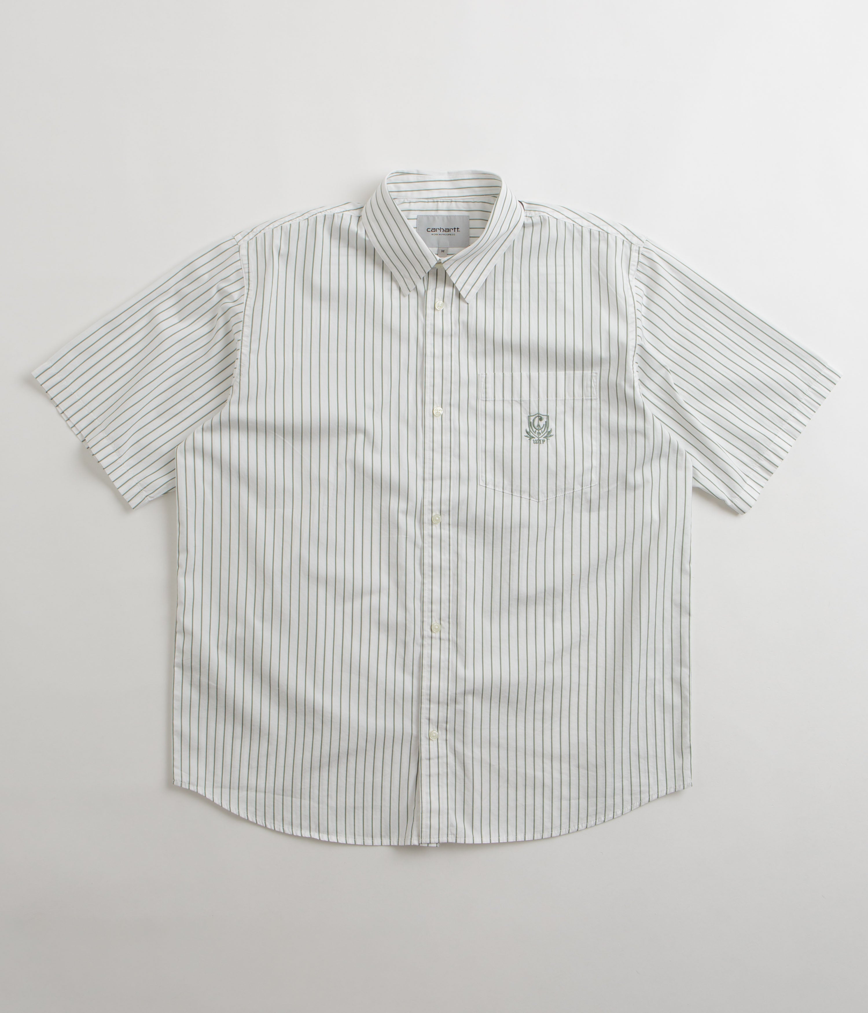 Carhartt Linus Stripe Poplin Short Sleeve Shirt - Park / White