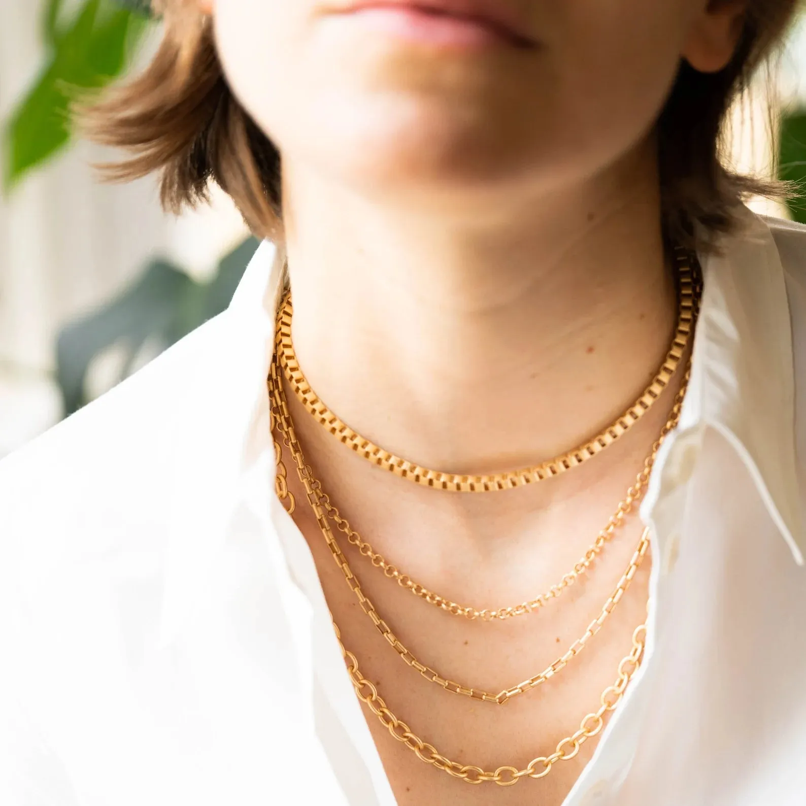 Chunky Matte Gold Cable Chain Necklace