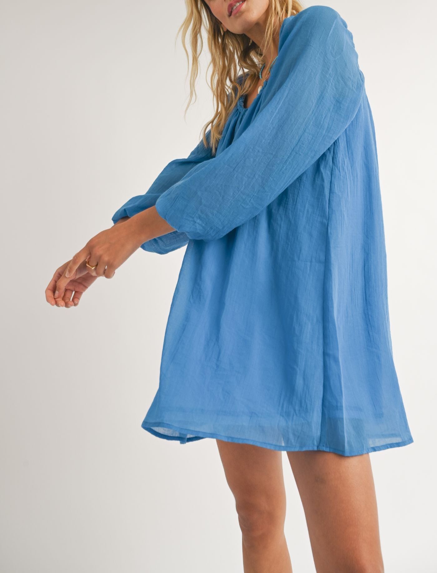 Coastal Long Sleeve Flowy Mini Dress