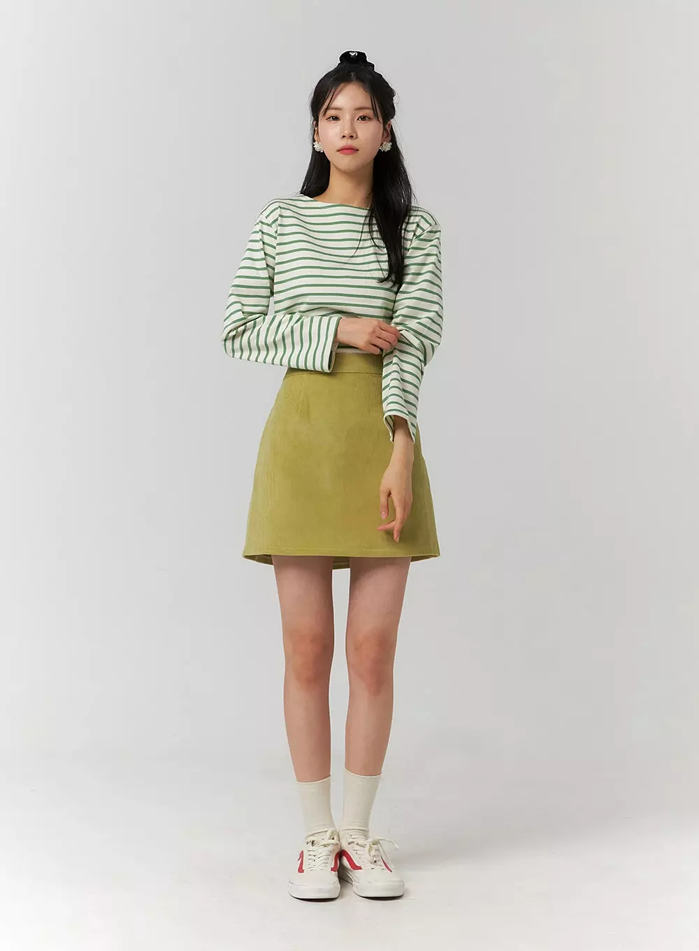 Corduroy Zipper Mini Skirt OJ423