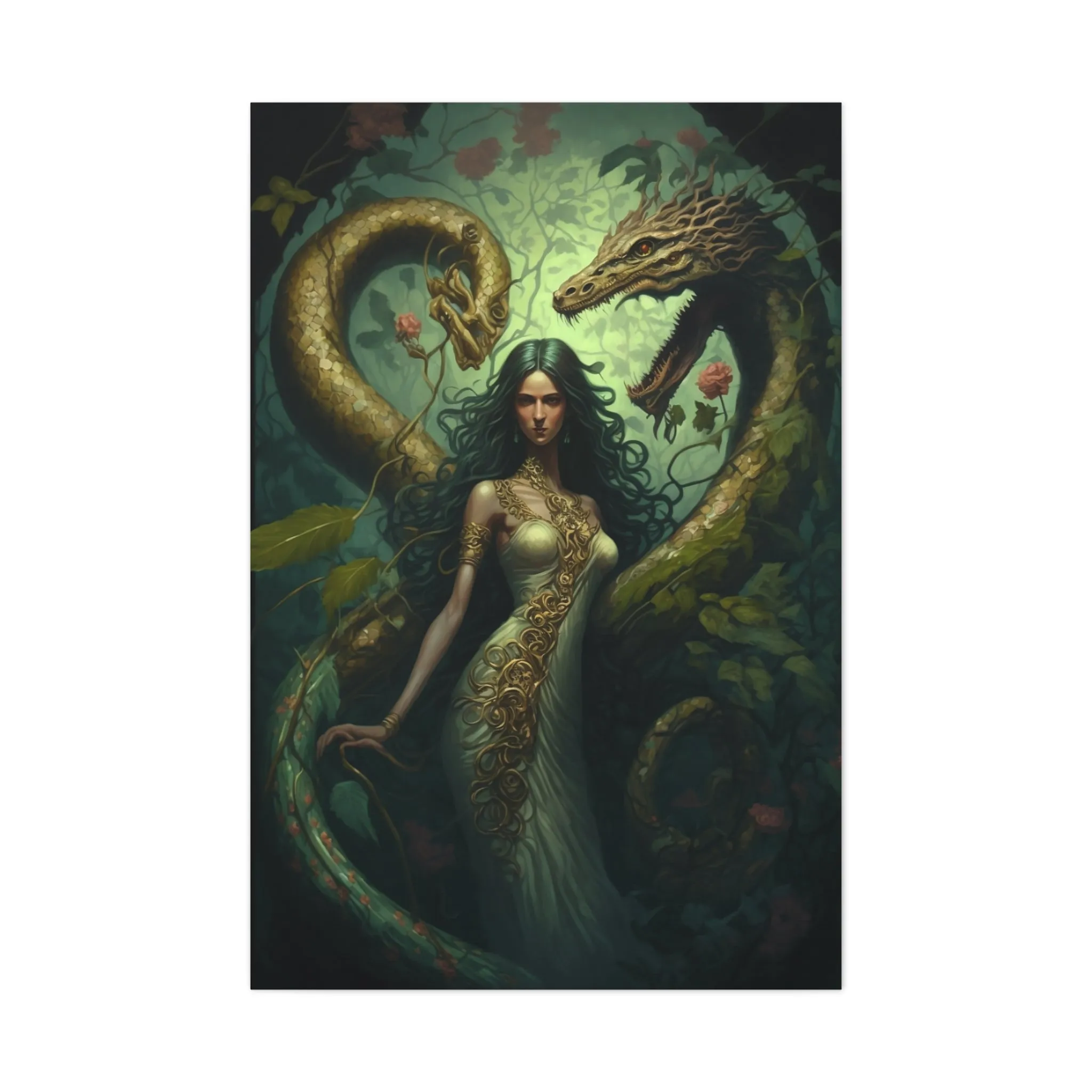 Dragon Queen Earth Magic Wall Art Canvas Spiritual Decor