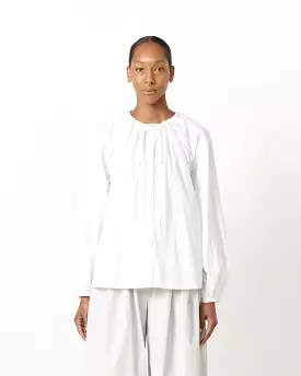 Drawstring Shirring Shirt in White