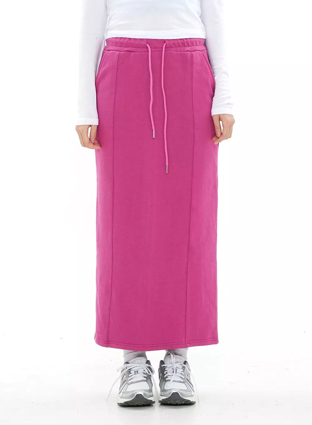 Drawstring Waist Maxi Sweat Skirt CA05