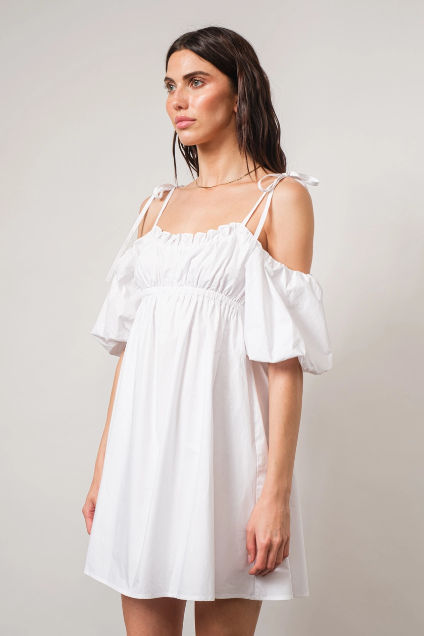 Empire Waist Cold Shoulder Mini Dress