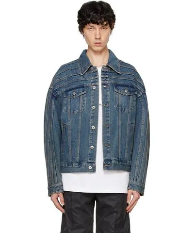 Feng Chen Wang Blue Multi Seam Denim Jacket