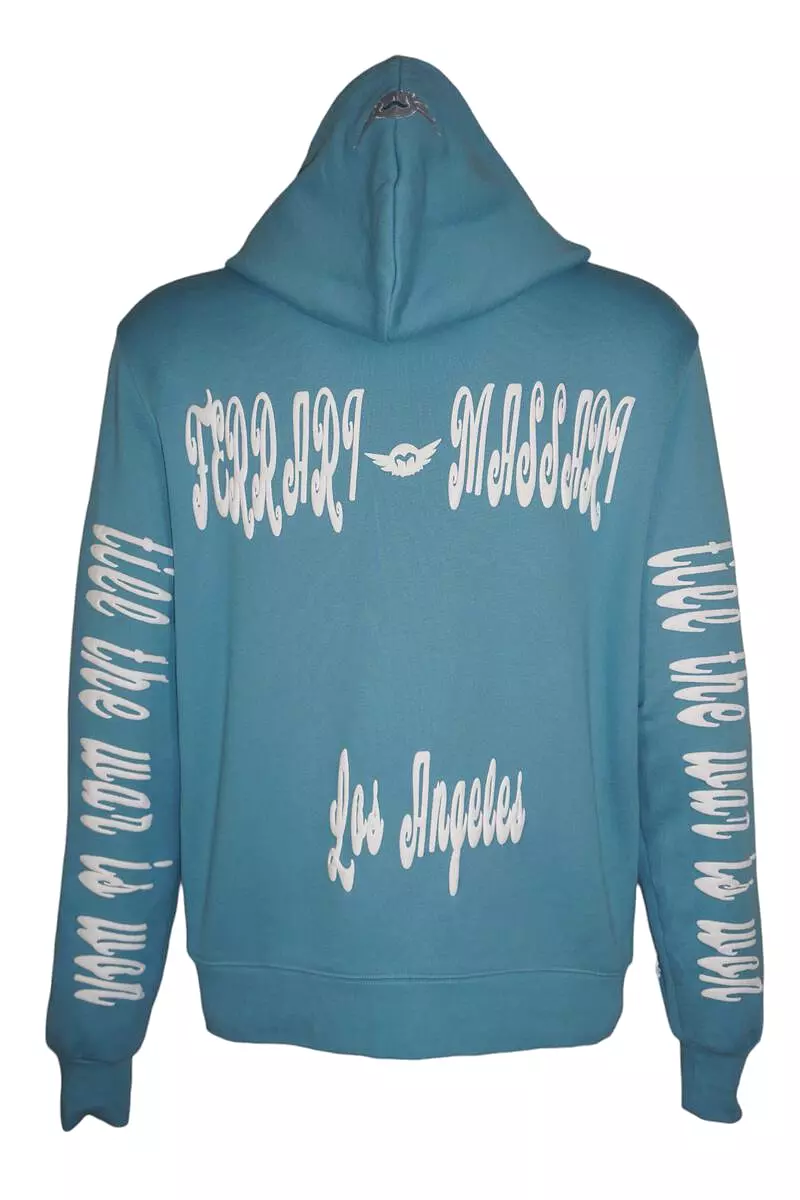 FERRARI MASSARI till the war is won skull HOODIE (BABY BLUE)