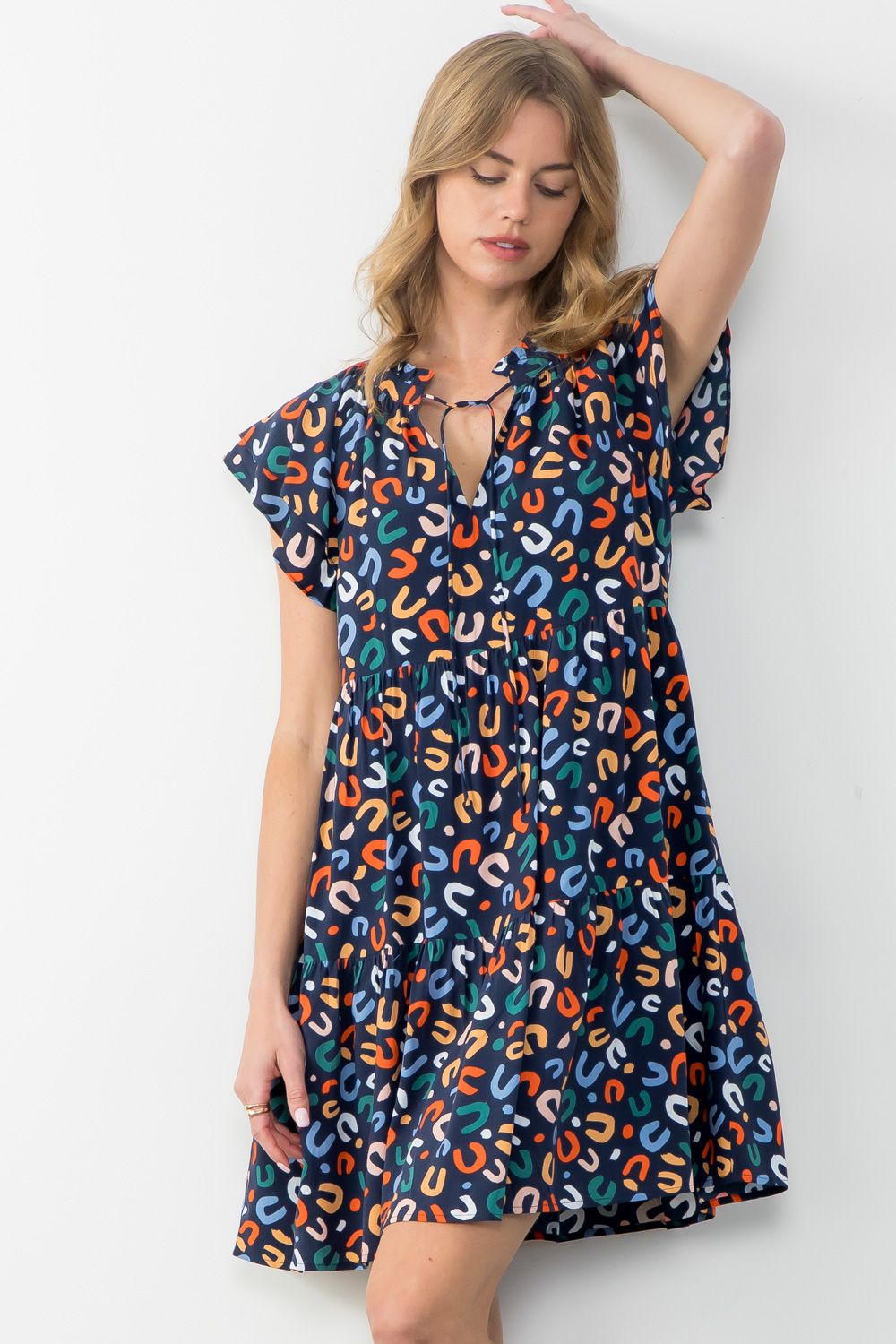 Flutter Sleeve Print Dress