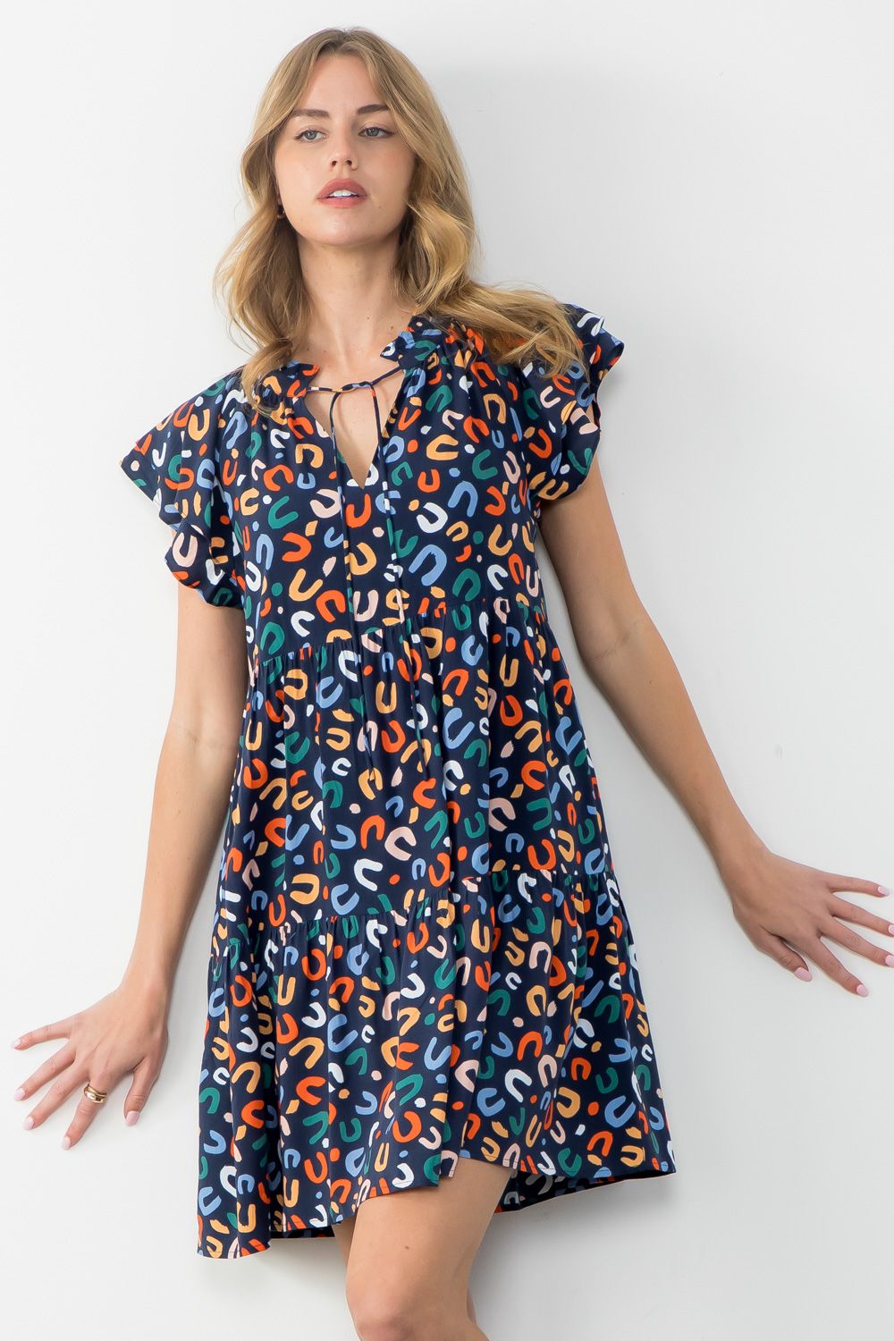 Flutter Sleeve Print Dress