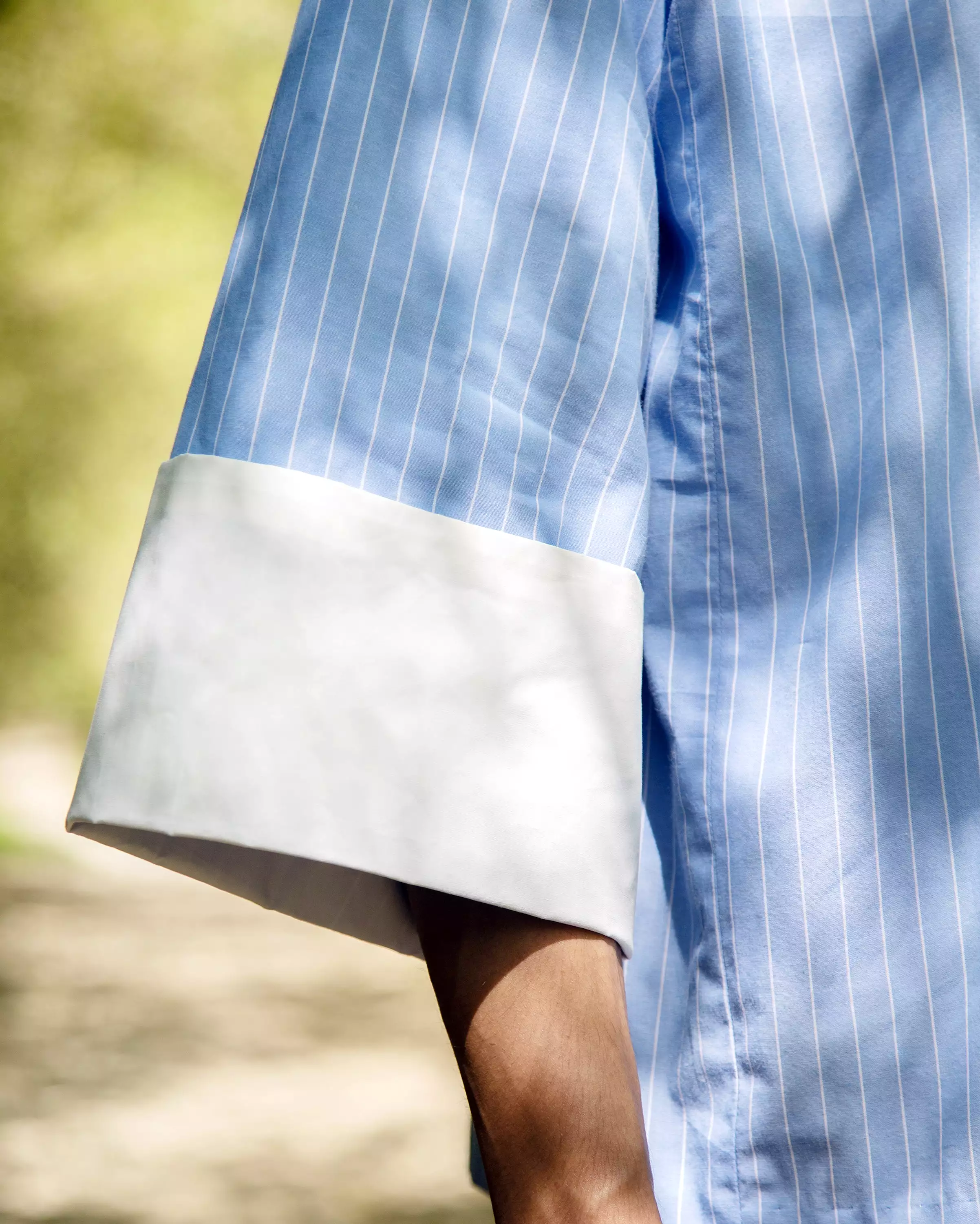 Gong Tang Shirt (Blue White Pinstripes)