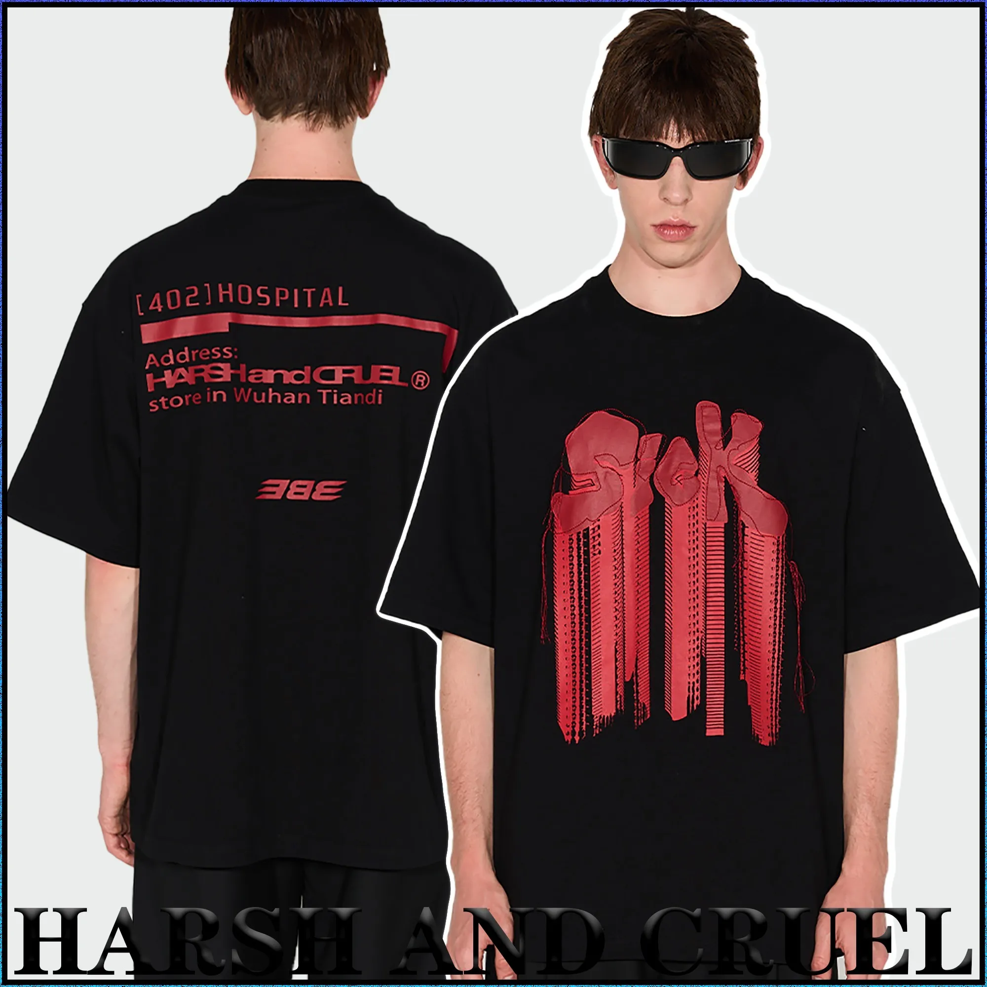 HARSH AND CRUEL  |Crew Neck Unisex Street Style Cotton Short Sleeves Oversized