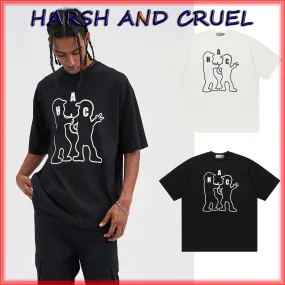 HARSH AND CRUEL  |Unisex Street Style Cotton Short Sleeves Oversized Logo