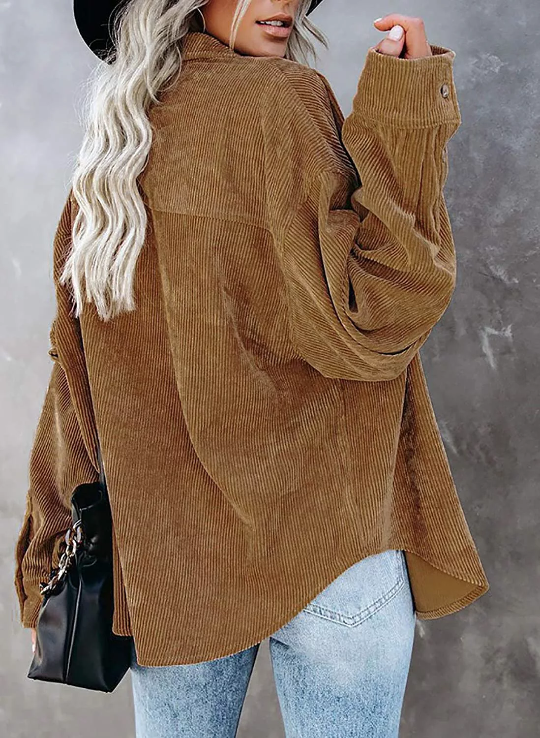 Haute Edition Women's Slouchy Oversized Corduroy Shirt Jacket