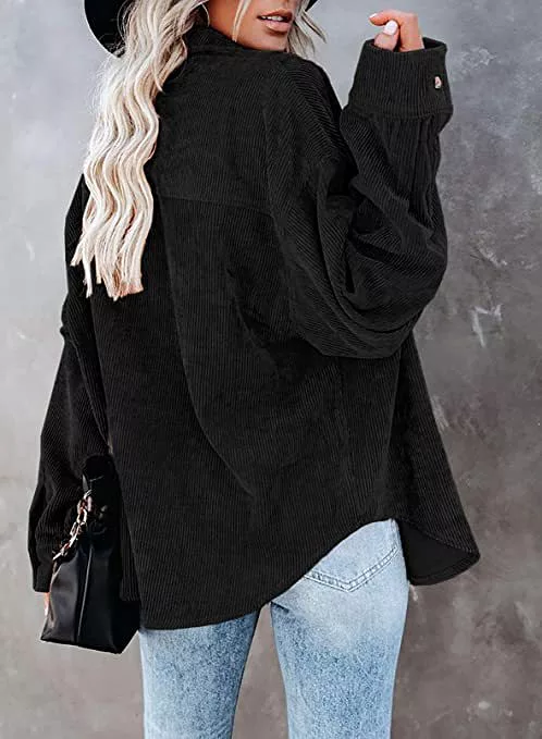 Haute Edition Women's Slouchy Oversized Corduroy Shirt Jacket