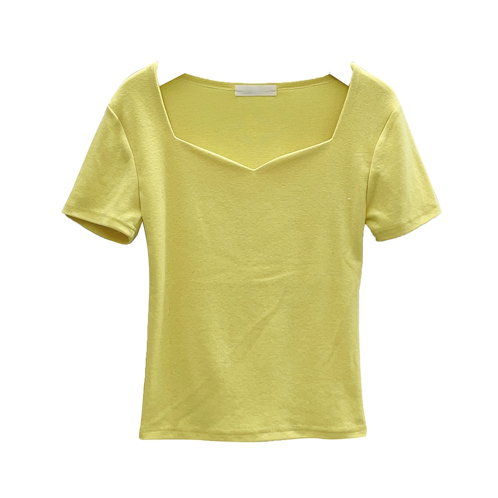 Heart Neck Short Sleeve T Shirt U1502