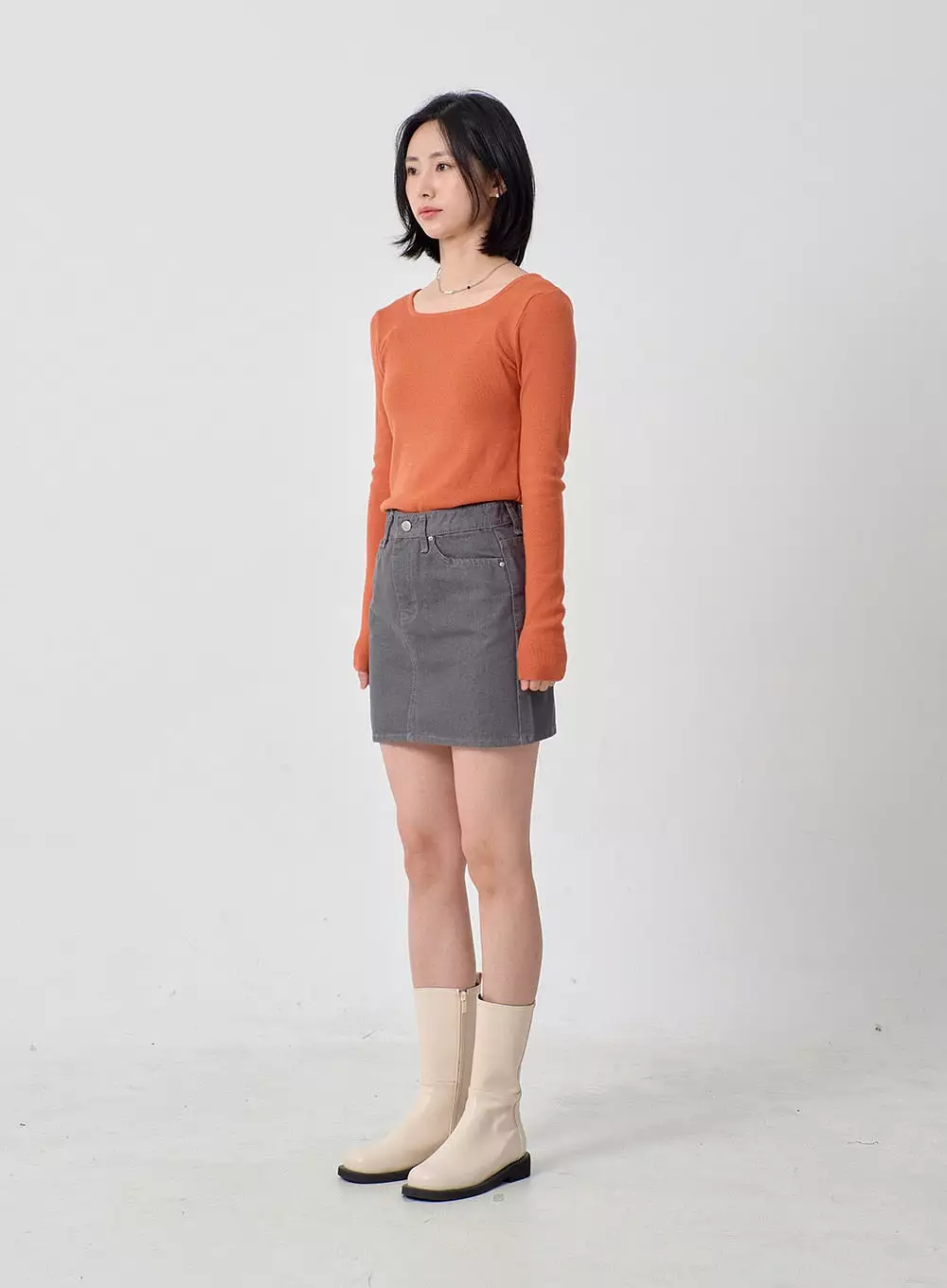 High Waist Cotton Mini Skirt OJ327