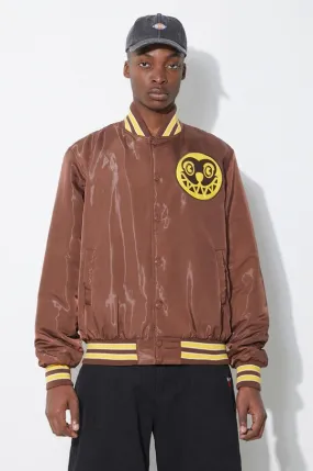 ICECREAM bomber jacket Satin Bomber Jacket men’s brown color IC24107