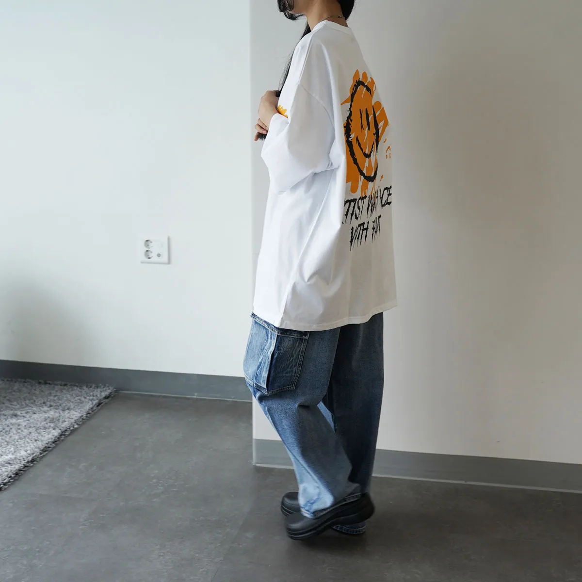 IONSEOUL  |Street Style Cotton Short Sleeves Oversized Logo T-Shirts