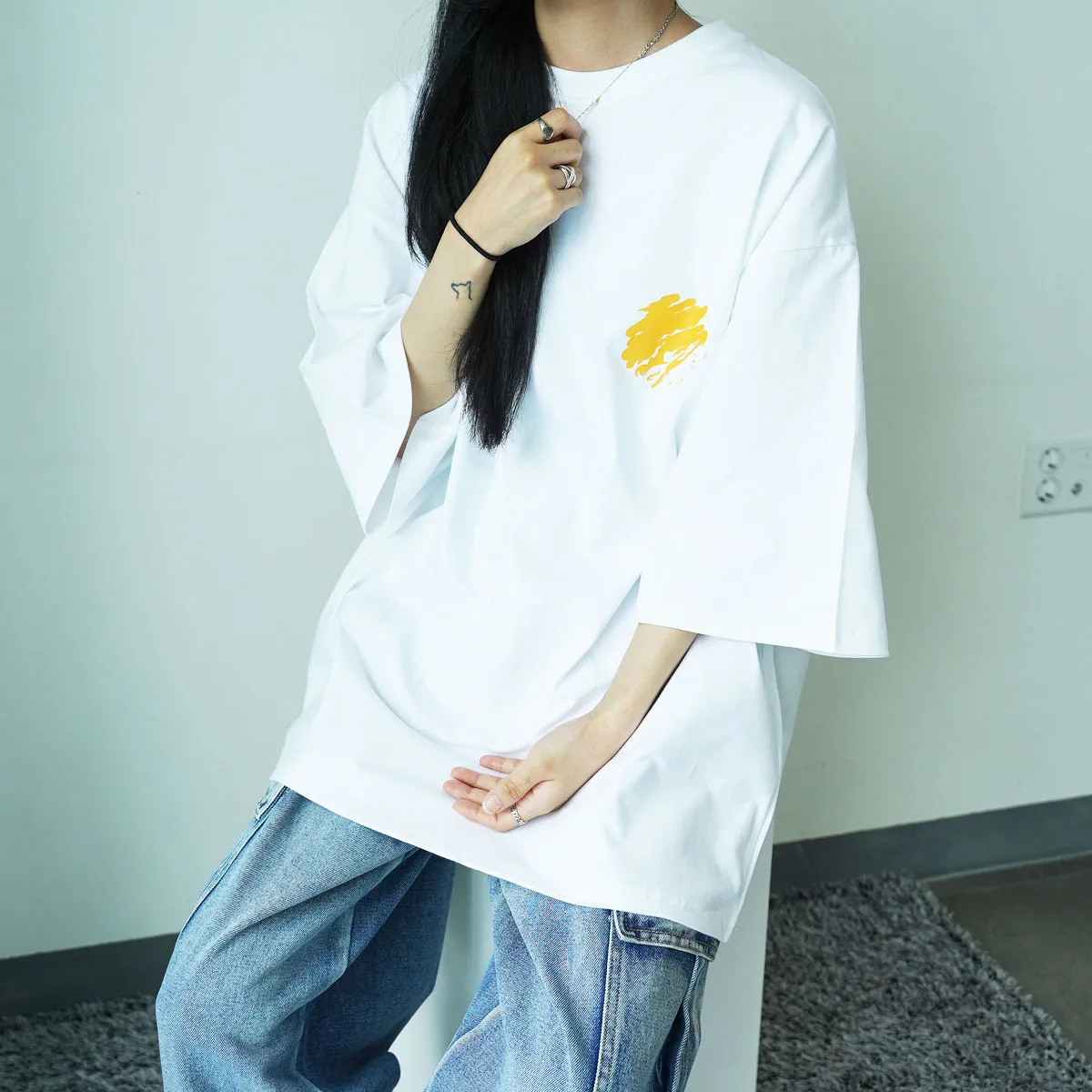 IONSEOUL  |Street Style Cotton Short Sleeves Oversized Logo T-Shirts