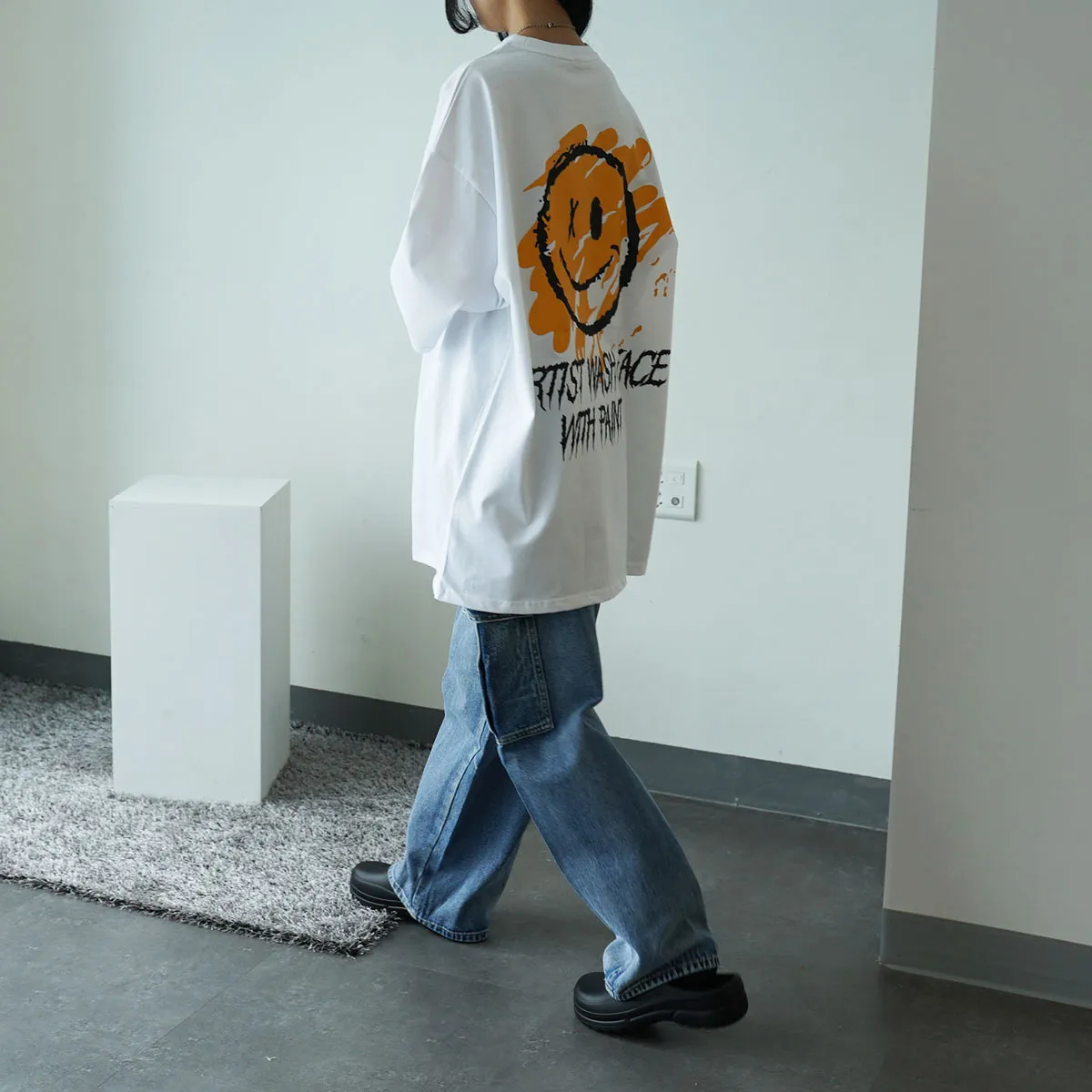 IONSEOUL  |Street Style Cotton Short Sleeves Oversized Logo T-Shirts