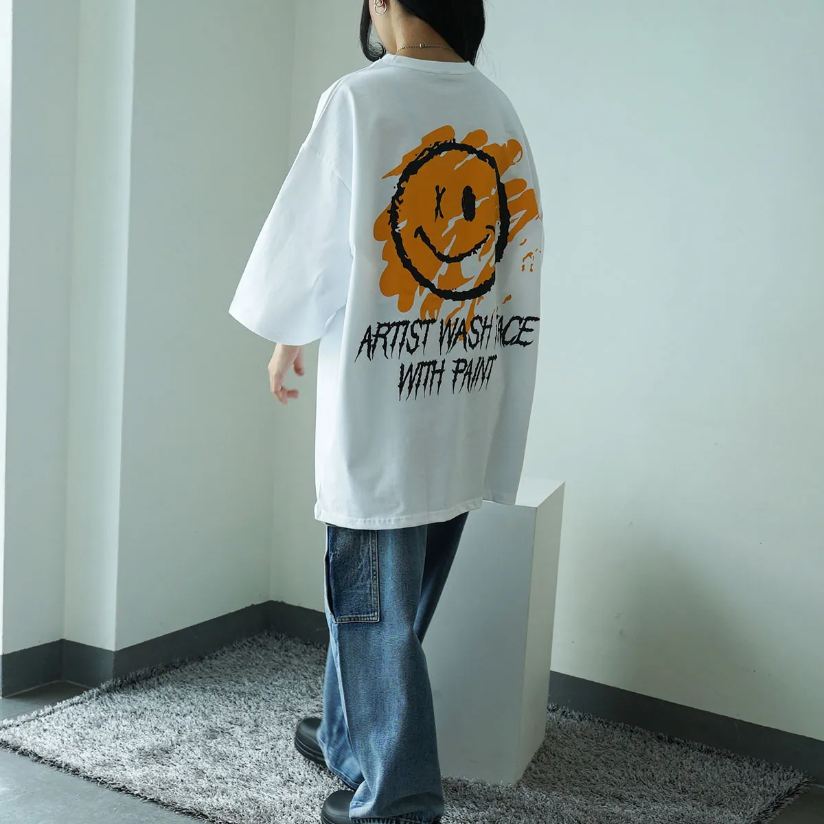 IONSEOUL  |Street Style Cotton Short Sleeves Oversized Logo T-Shirts