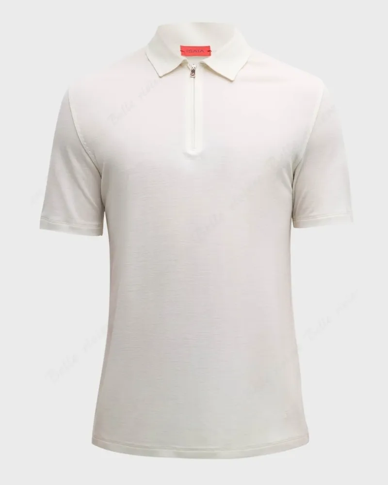 ISAIA  |Unisex Wool Street Style Plain Short Sleeves Oversized Polos