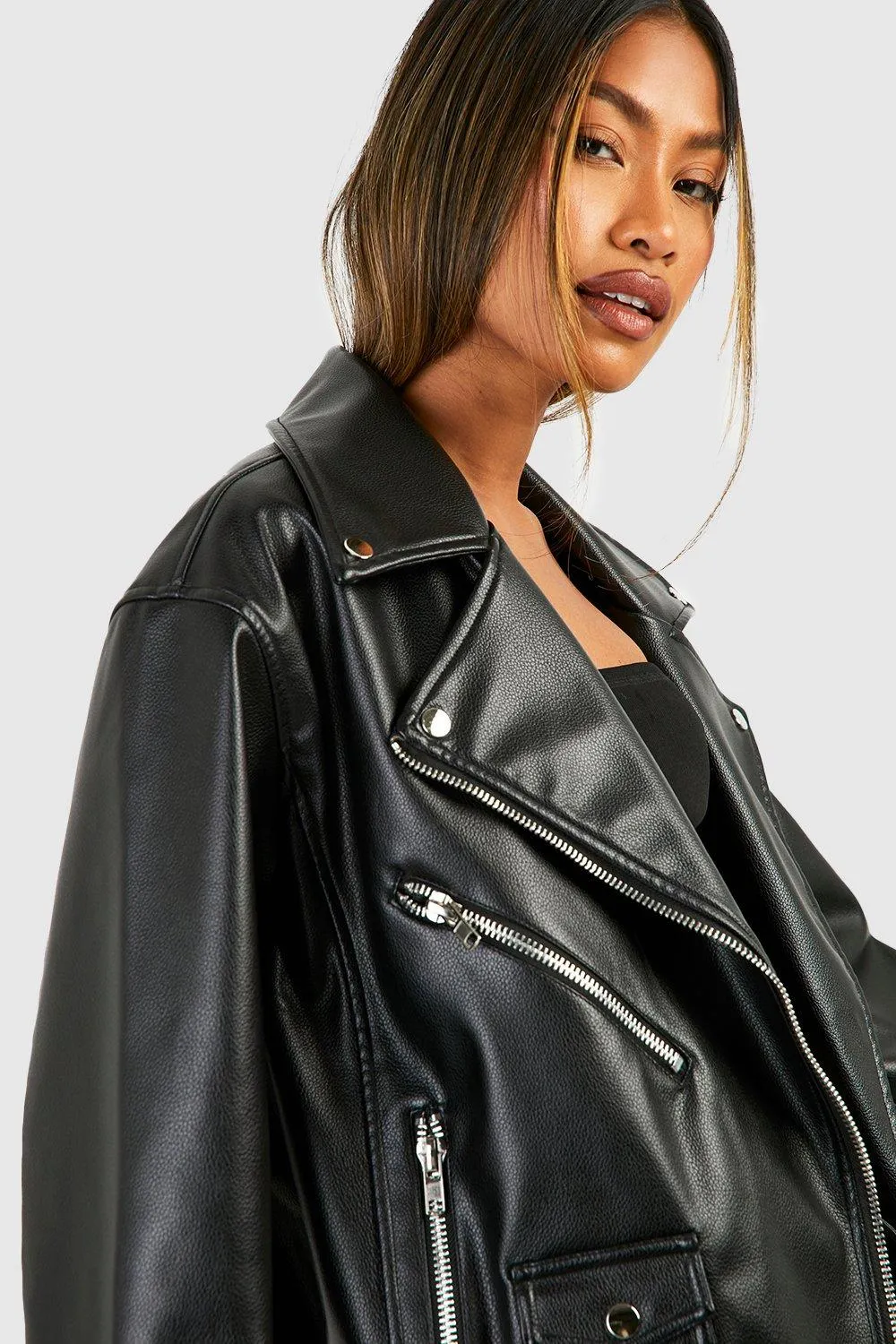 Jackets & Coats | Oversized Belted Biker Jacket | boohoo