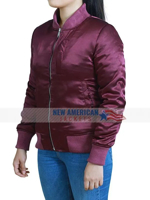 Jessica Ladies Maroon Bomber Jacket - New American Jackets