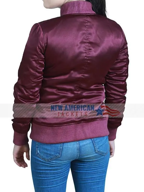 Jessica Ladies Maroon Bomber Jacket - New American Jackets