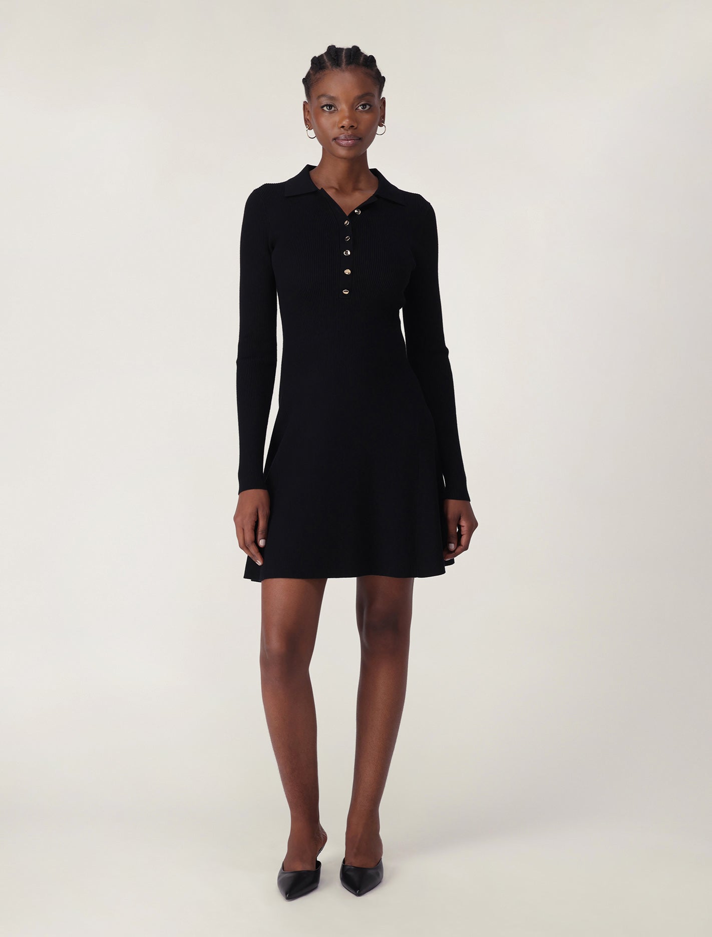 Joanna Half Placket Ribbed Mini Dress