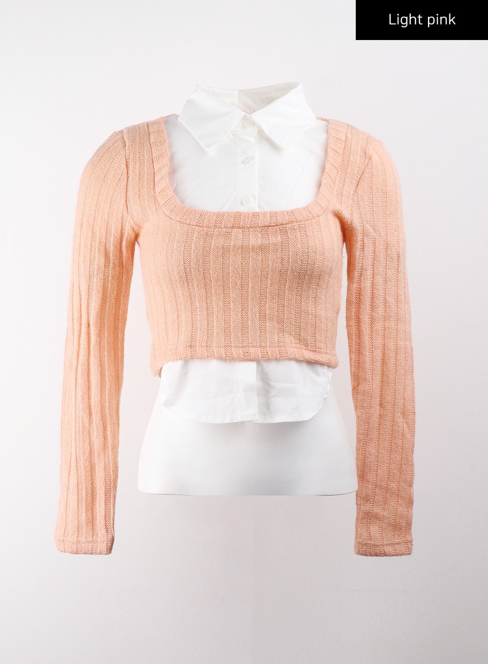 Layered Shirt Buttoned Crop Top CJ404