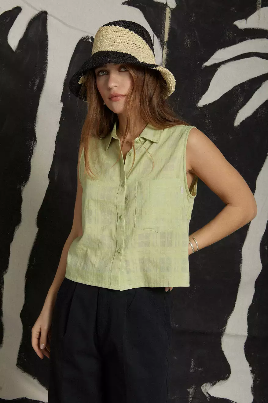 Leon Boxy Sleeveless Shirt - Pear