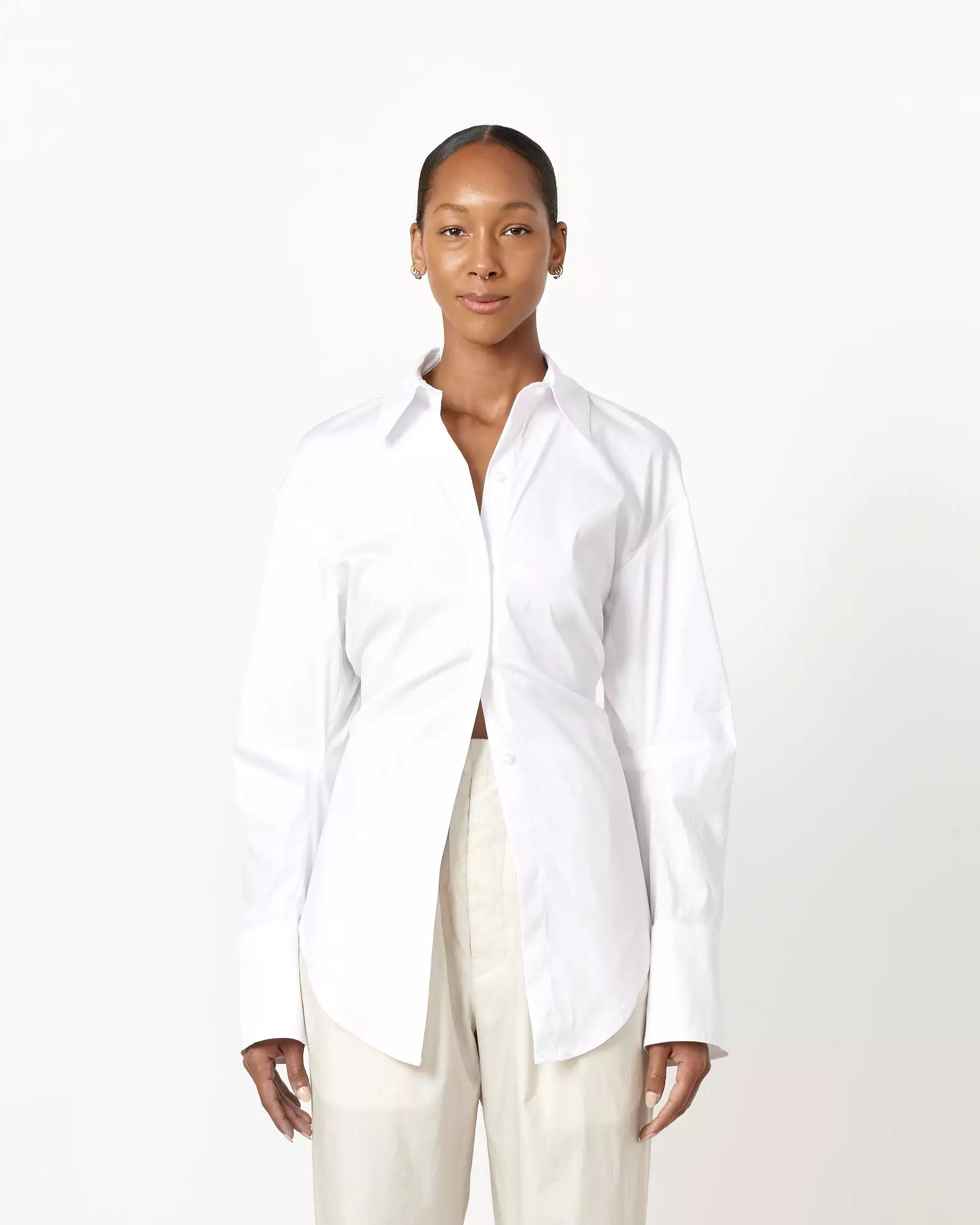 Loch Poplin Button Up Shirt in Macadamia