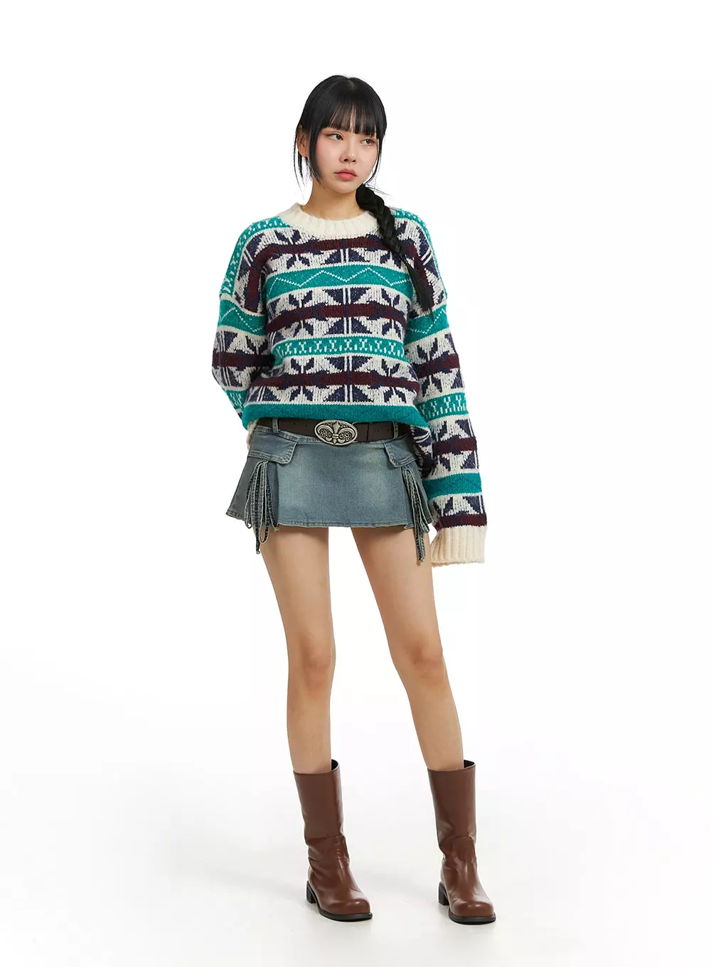 Low Waist Denim Cargo Mini Skirt CJ412