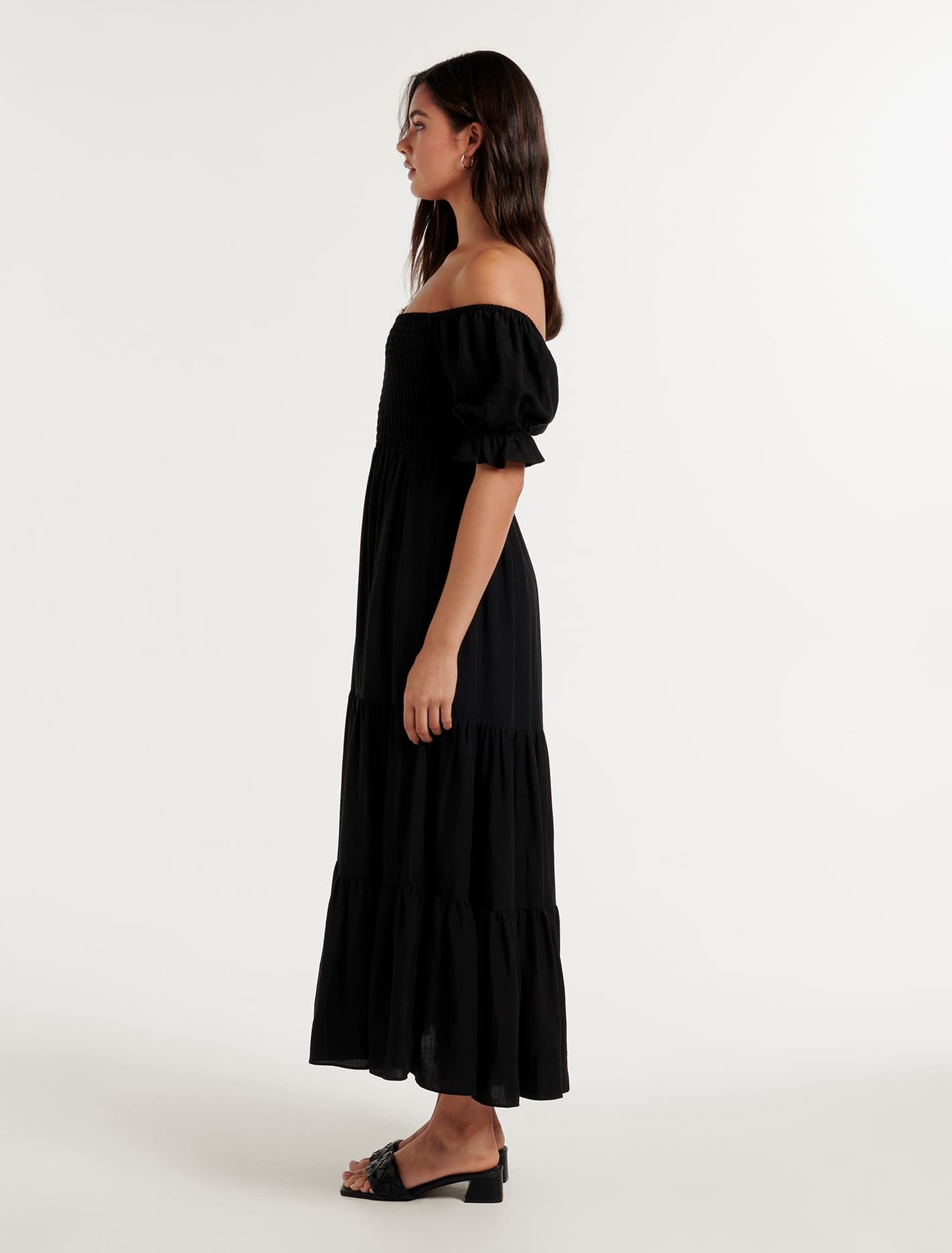 Luna Shirred Bodice Midi Dress