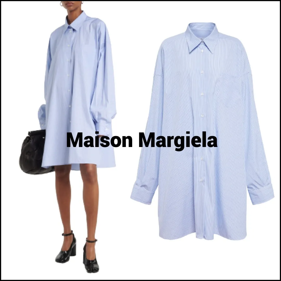 Maison Margiela  |Stripes Casual Style Long Sleeves Cotton Oversized