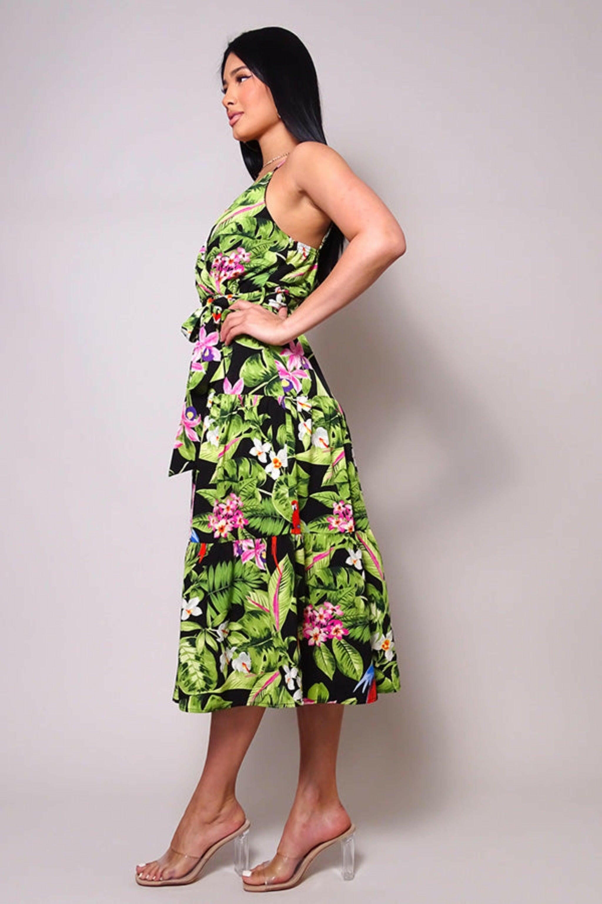 MAUI NIGHTS TROPICAL SUMMER MIDI DRESS