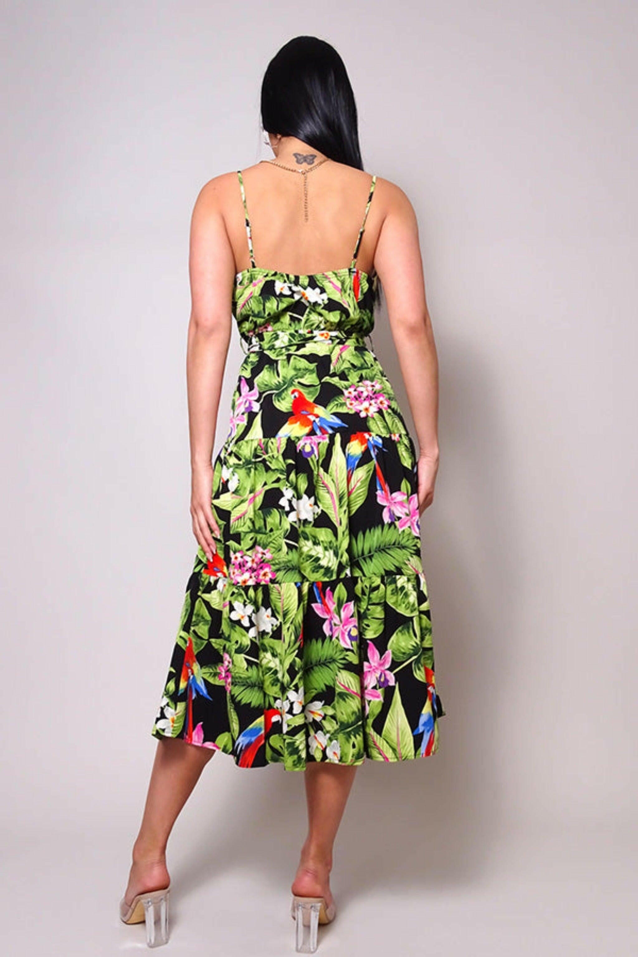 MAUI NIGHTS TROPICAL SUMMER MIDI DRESS