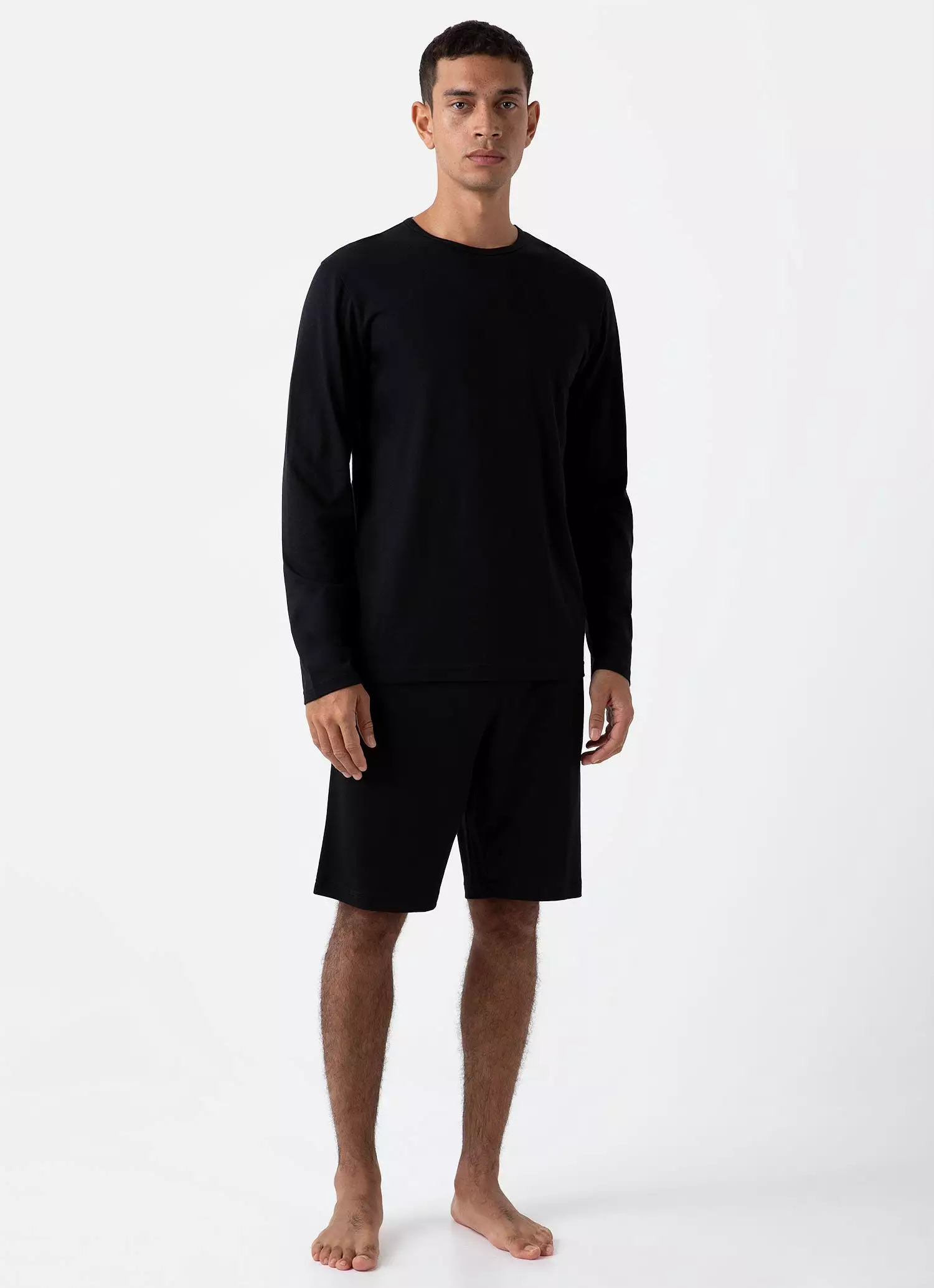 Men's Cotton Modal Lounge Long Sleeve T-shirt in Black