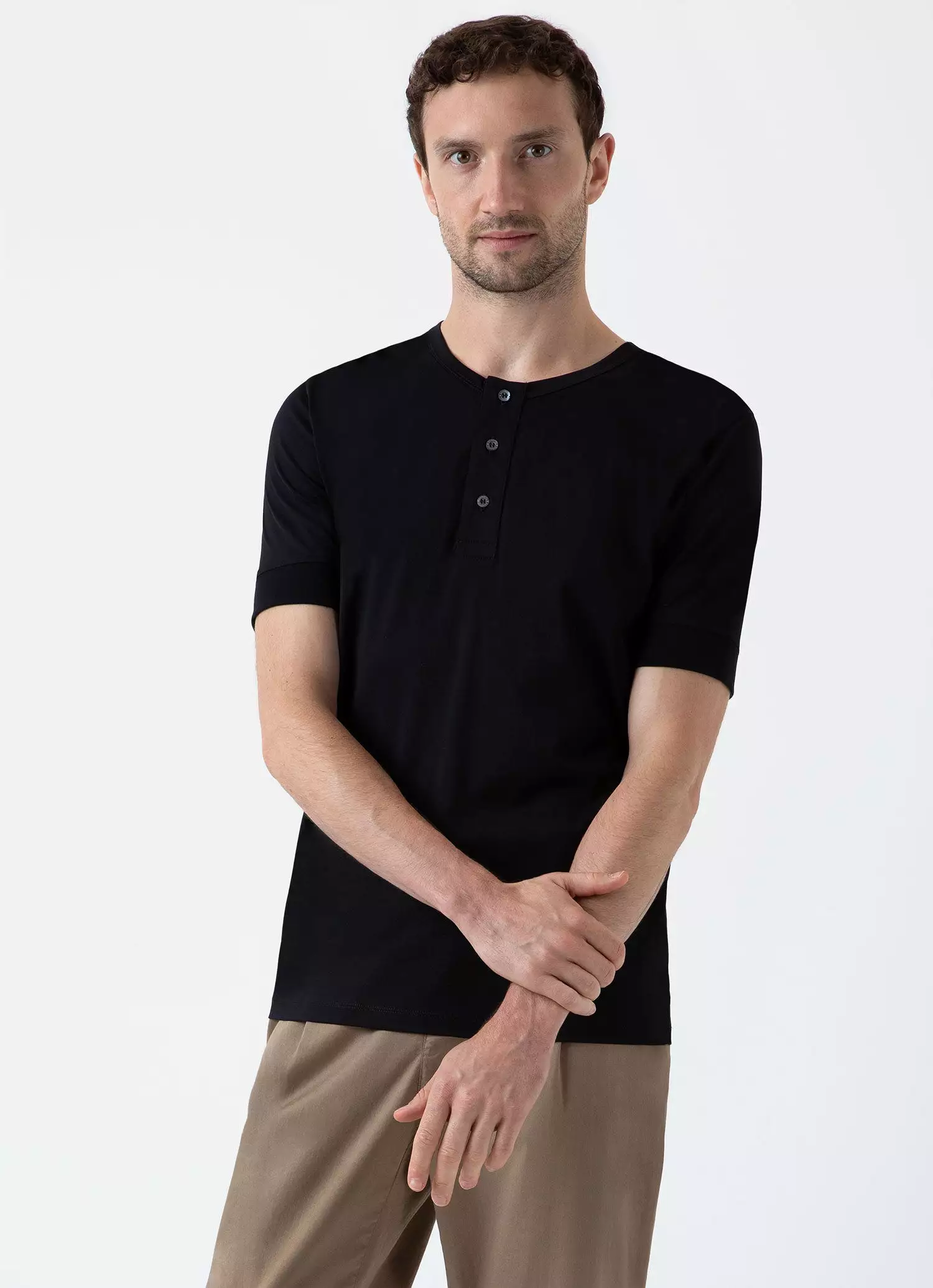 Men's Henley T-shirt in Black